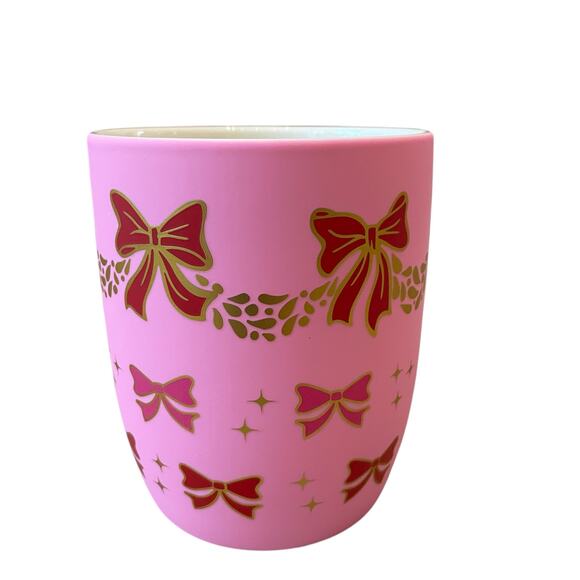 Peppermint & Pine Pink Bow Garland Soft Touch Coffee Cocoa Mug Holiday NEW - Picture 2 of 10